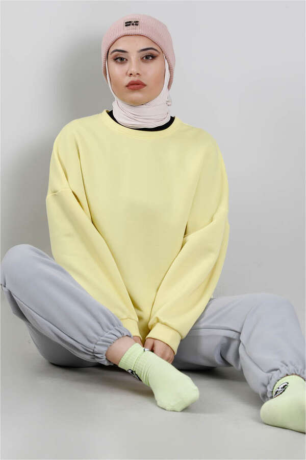 Zulays - Oversize Sweat Limon Sarısı