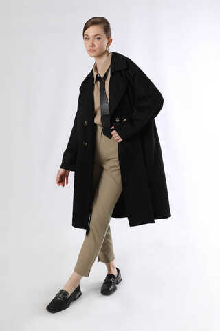 Oversize Trench Coat Black - 1