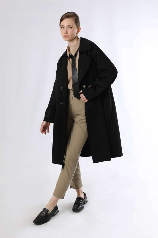 Oversize Trench Coat Black - 1