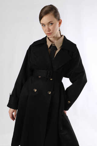 Oversize Trench Coat Black - 2