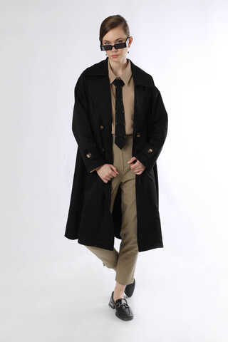 Oversize Trench Coat Black - 3
