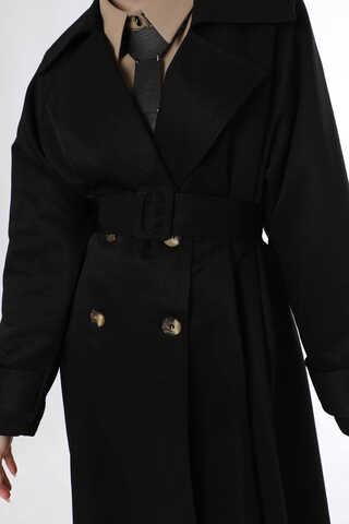 Oversize Trench Coat Black - 4