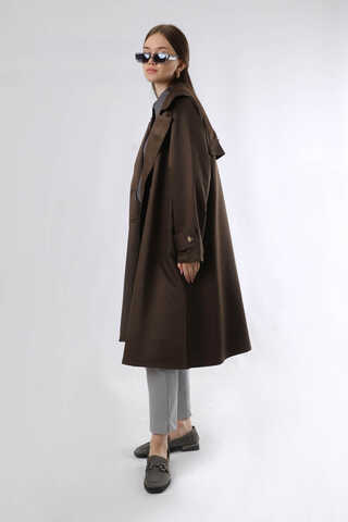 Oversize Trench Coat Brown - 1