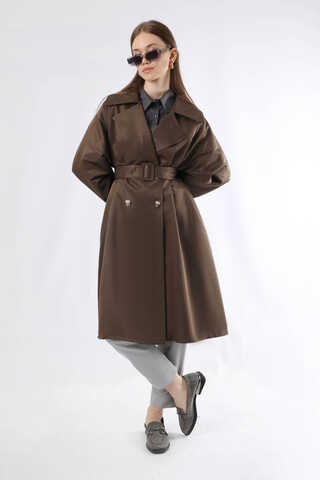 Oversize Trench Coat Brown - 3