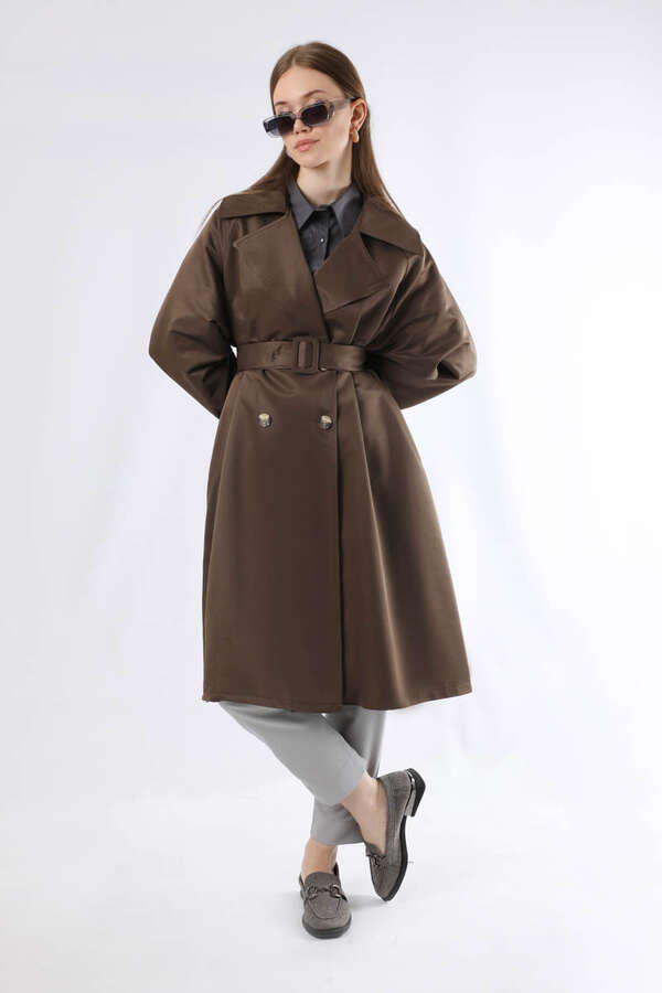 Oversize Trench Coat Brown - 3