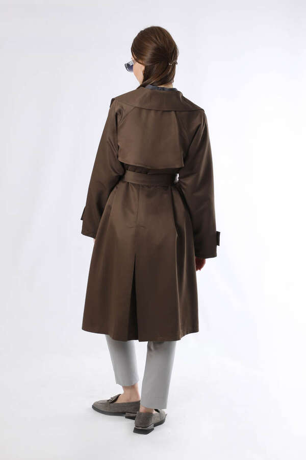 Oversize Trench Coat Brown - 5