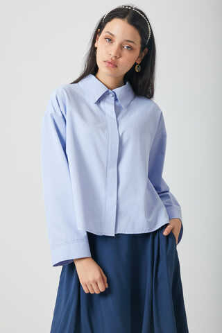 Oversized Short Shirt Baby Blue - 8