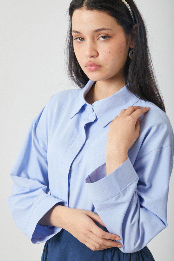 Oversized Short Shirt Baby Blue - 11