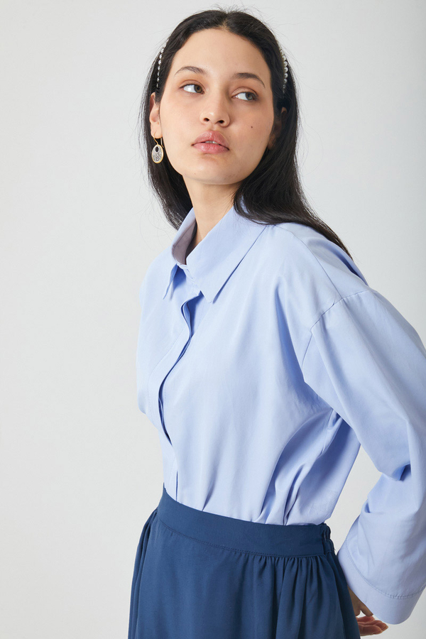 Oversized Short Shirt Baby Blue - 2