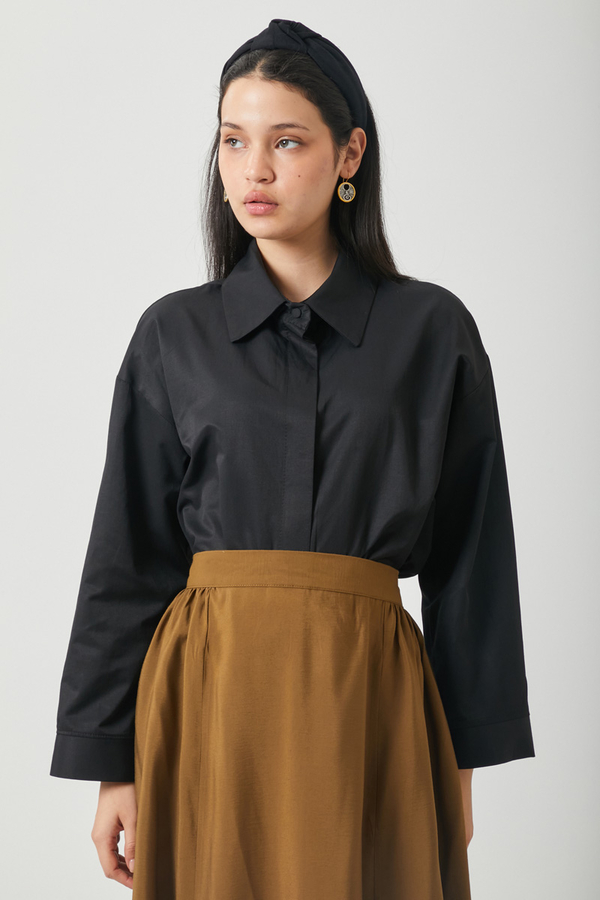 Oversize Kısa Gömlek Siyah - 10