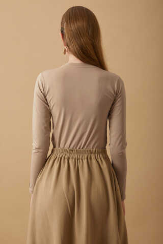Pamuklu Uzun Kollu Body Camel - 4