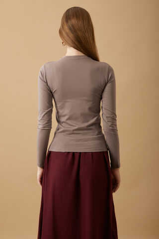 Pamuklu Uzun Kollu Body Toprak - 4