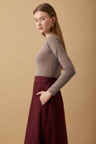 Pamuklu Uzun Kollu Body Toprak - 3