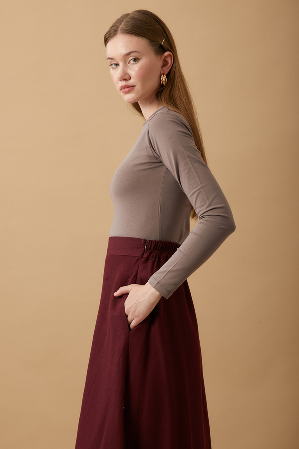 Pamuklu Uzun Kollu Body Toprak - 3