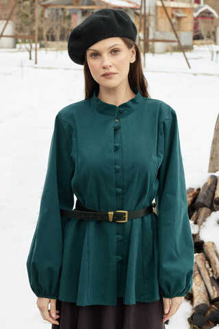 Panel-Stitched Shirt Petrol - 1