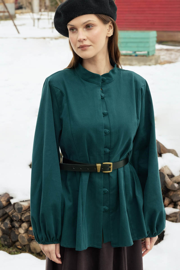 Panel-Stitched Shirt Petrol - 2