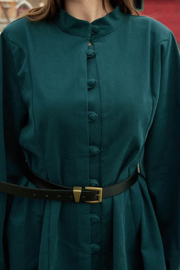 Panel-Stitched Shirt Petrol - 6