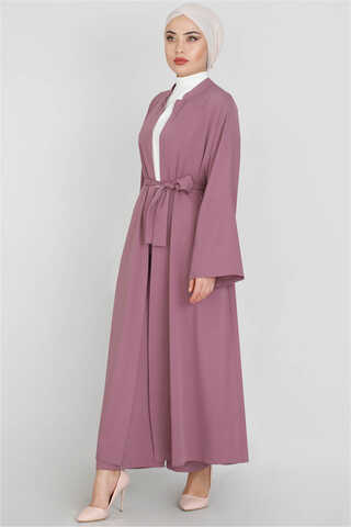 Zulays - Pantolonlu Abaya Takım Gül Kurusu