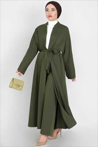 Zulays - Pantolonlu Abaya Takım Haki