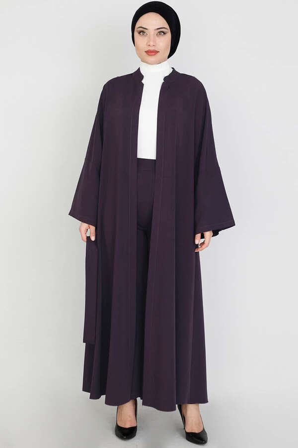 Pantolonlu Abaya Takım Mürdüm