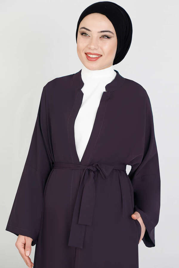 Pantolonlu Abaya Takım Mürdüm