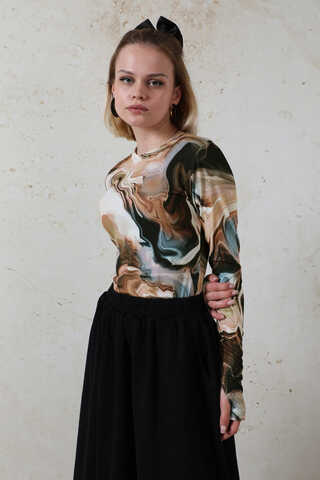 Parmaklı Soyut  Body Bej - 4