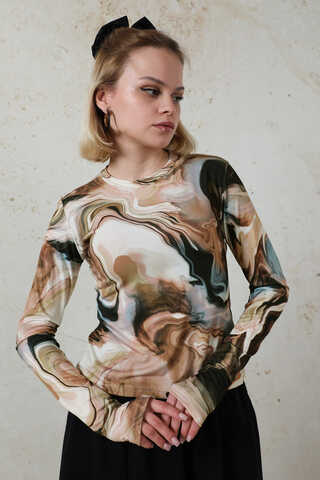 Parmaklı Soyut  Body Bej - 5