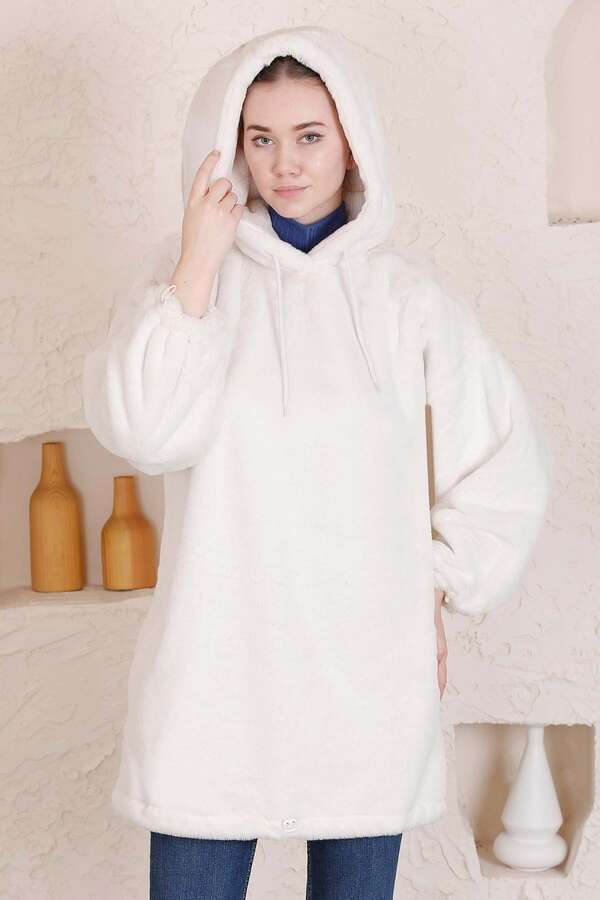 Peluş Sweat Ekru