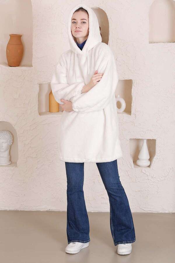 Peluş Sweat Ekru