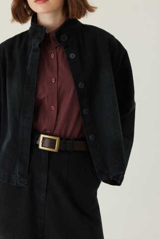 Pens Detaylı Denim Etek Siyah - 2