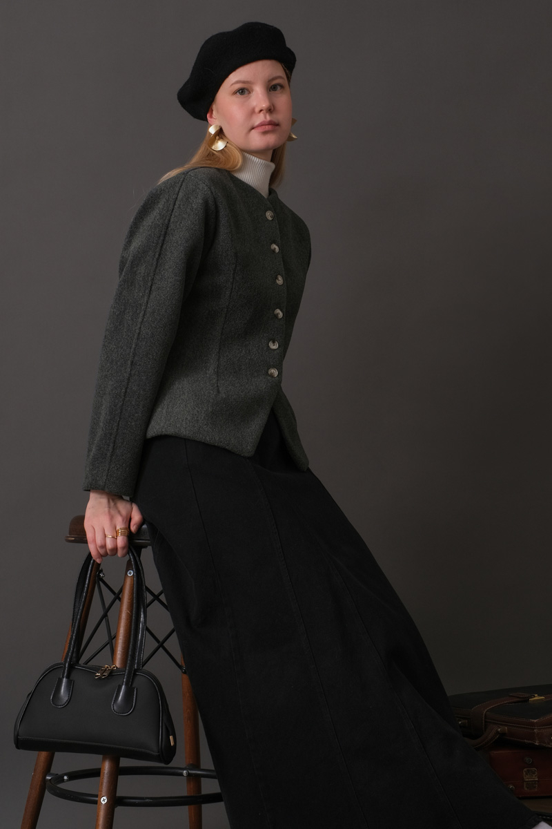 Pens Detaylı Kısa Ceket Antrasit