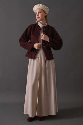 Pens Detaylı Kısa Ceket Bordo