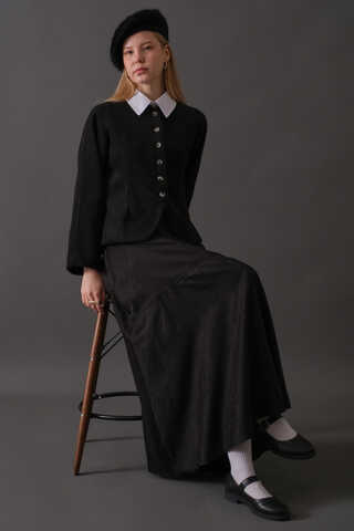 Pens Detaylı Kısa Ceket Siyah