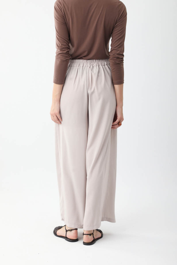 Pileli Bol Paça Pantolon Taş - 6