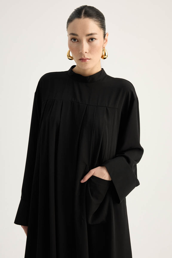 Pileli Tunik Takım Siyah 