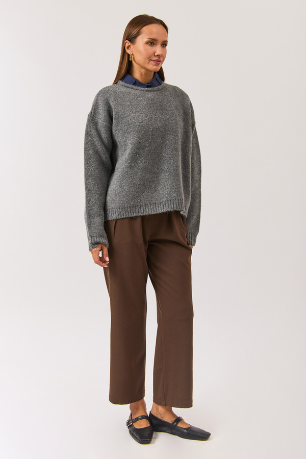 Piped Oversize Knit Sweater Anthracite - 10