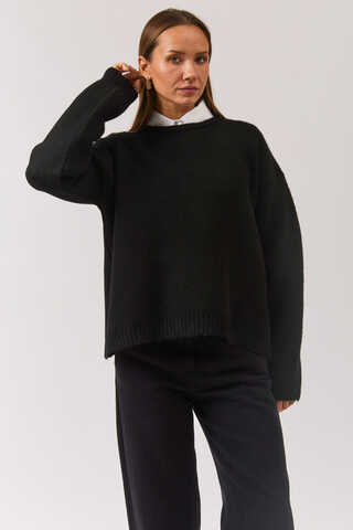 Piped Oversize Knit Sweater Black - 9