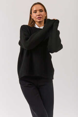 Piped Oversize Knit Sweater Black - 11