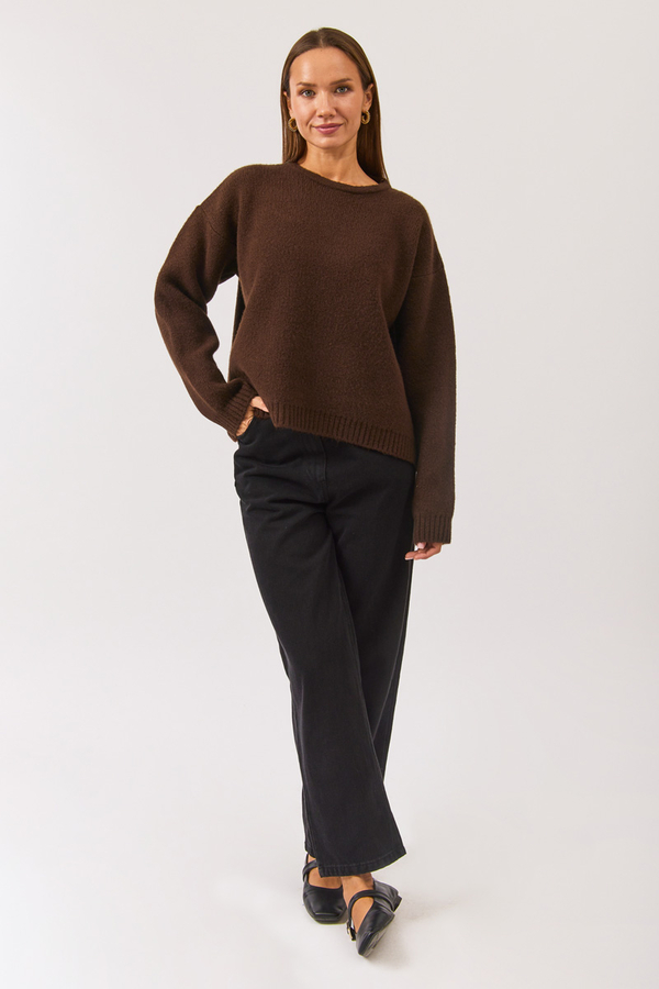 Piped Oversize Knit Sweater Brown - 9
