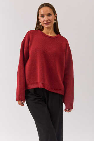 Piped Oversize Knit Sweater Red - 1