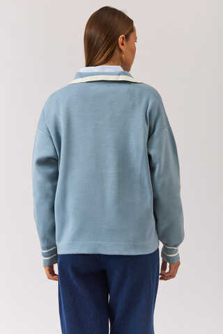 Plain Polo Sweater Baby Blue - 10