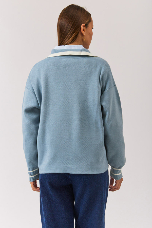 Plain Polo Sweater Baby Blue - 10