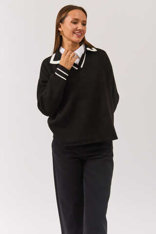 Plain Polo Sweater Black - 8