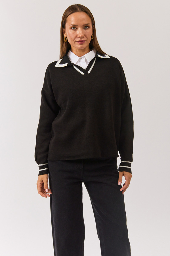 Plain Polo Sweater Black - 9