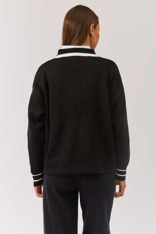 Plain Polo Sweater Black - 12