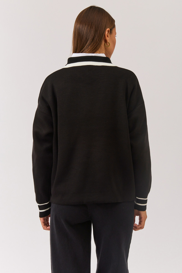 Plain Polo Sweater Black - 12