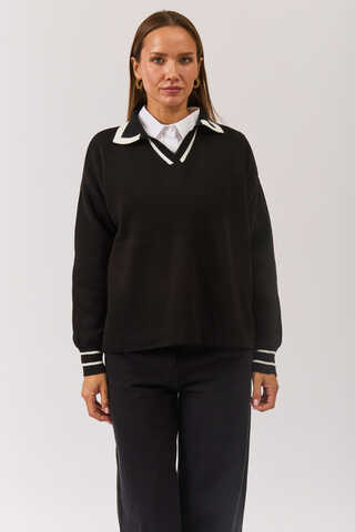 Plain Polo Sweater Black - 10