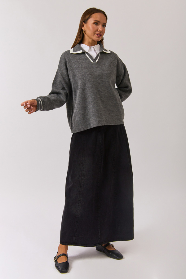 Plain Polo Sweater Grey - 7