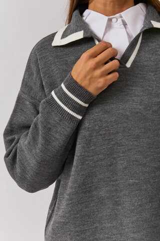 Plain Polo Sweater Grey - 11