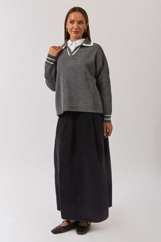 Plain Polo Sweater Grey - 9